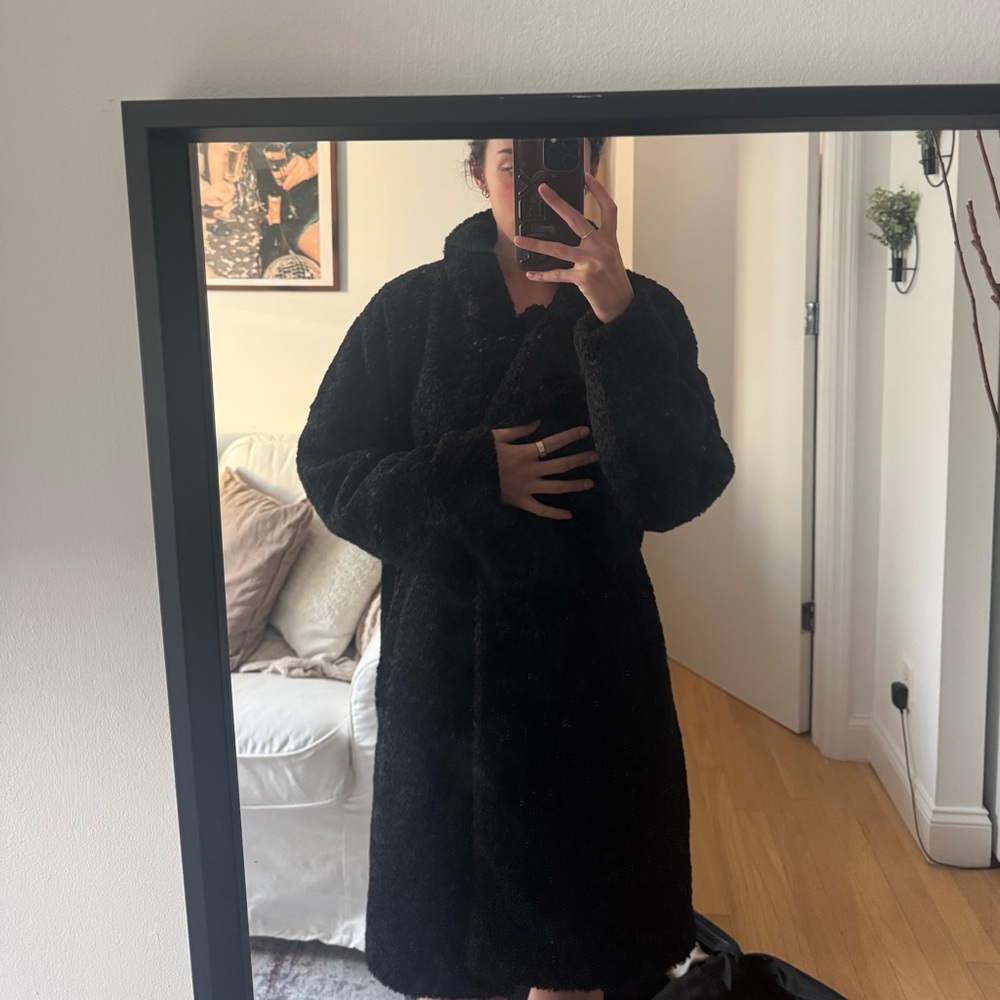 Zara Black Teddy Faux Fur Jacket